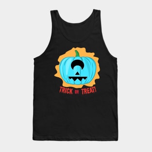 Blue Alien One-eyed Spooky Halloween Pumpkin - Funny Tank Top